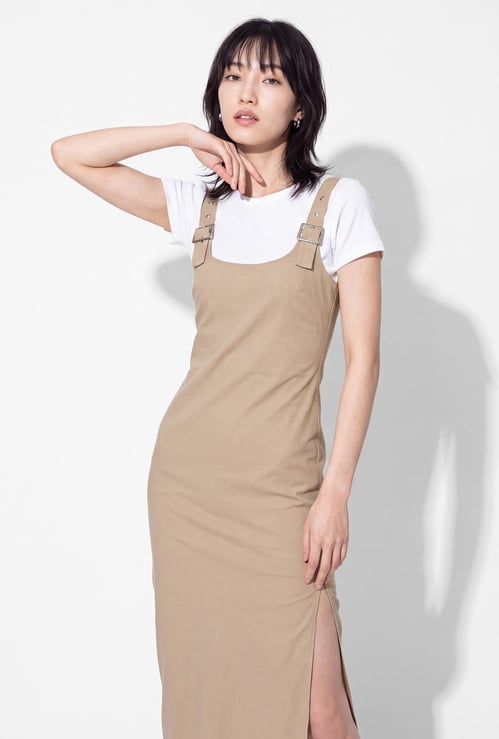 URB_N Women Solid Pinafore Dress