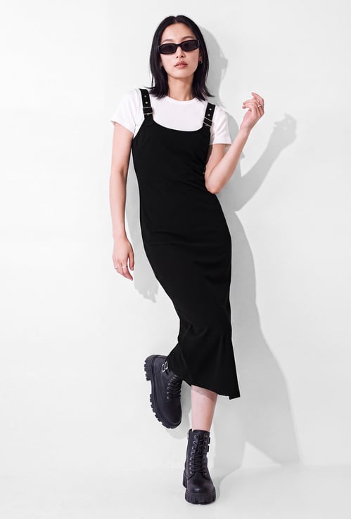 URB_N Women Solid Pinafore Dress