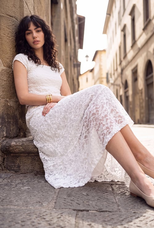 URB_N Women Lace Tiered Skirt
