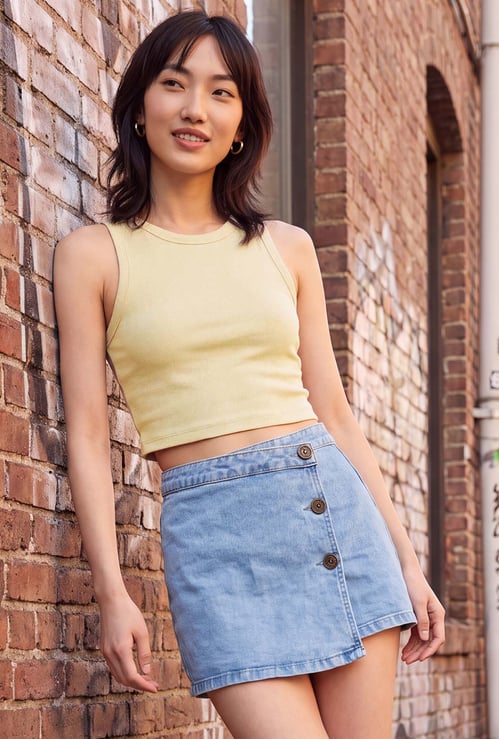 URB_N Women Solid Crop Top