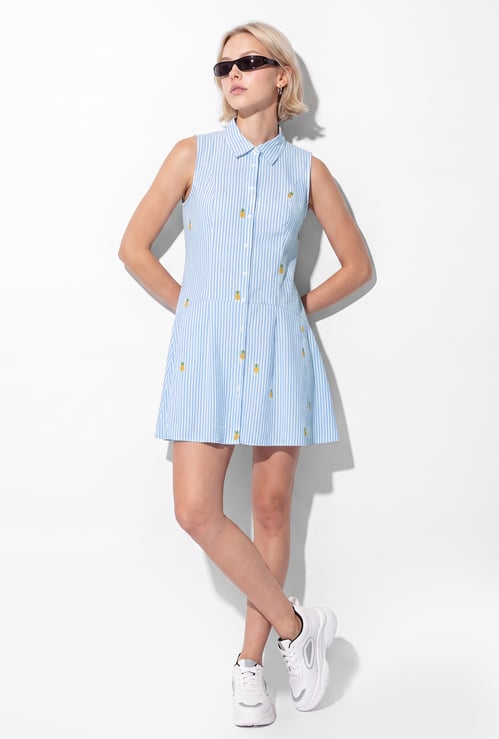 URB_N Women Striped Shirt Dress