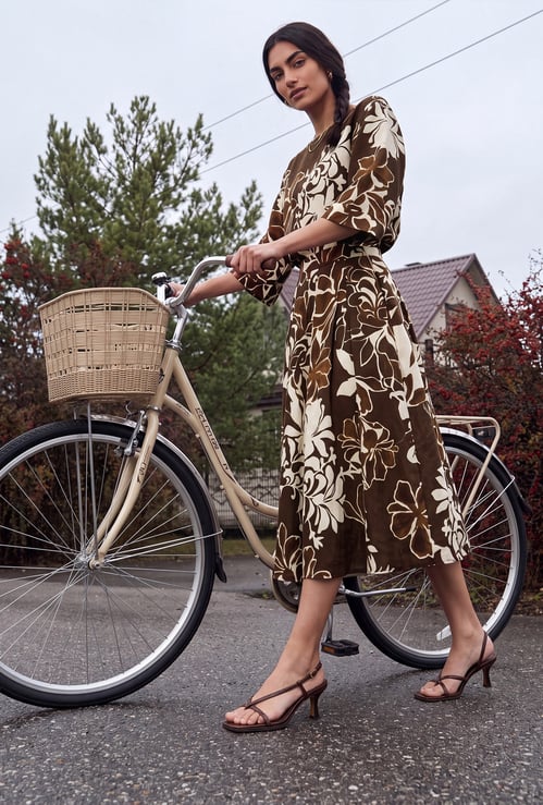 Women Floral Print Skater Skirt