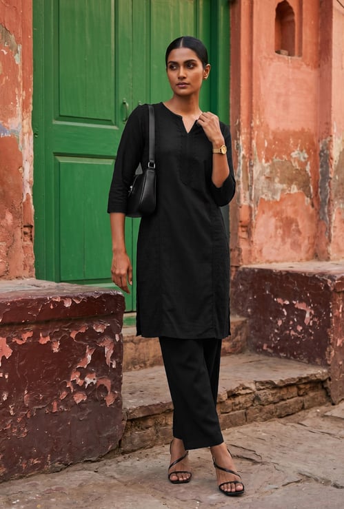 Women Schiffli Straight Kurta