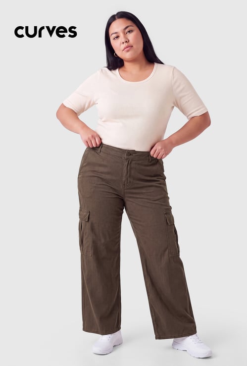 Women High-Rise Cargo Jeans