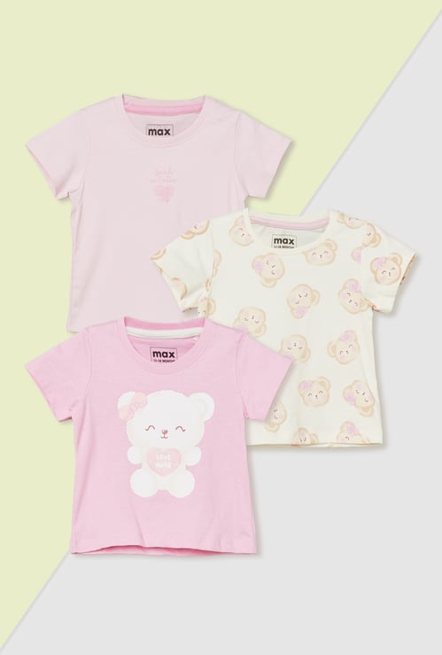 Girls Printed T-shirt - Pack of 3