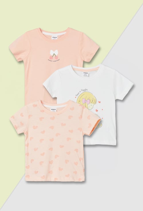 Girls Printed T-shirts - Pack of 3