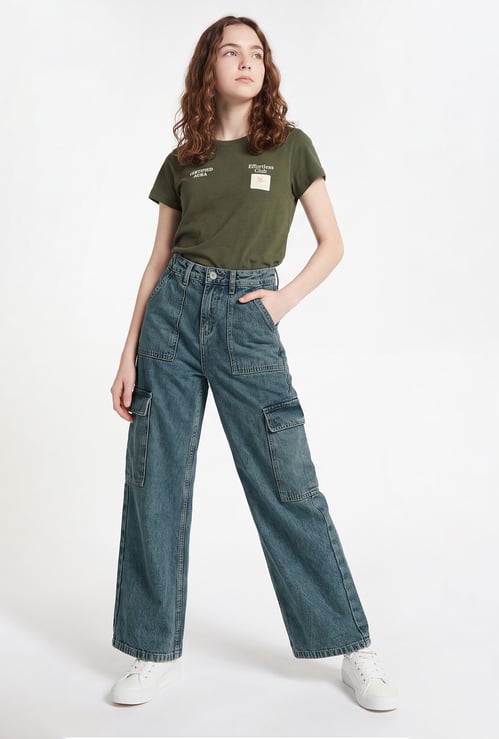 Girls Mid-Rise Cargo Jeans