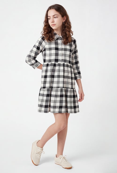 Girls Checked Shirt Dress
