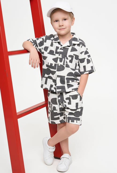Boys Printed Shirt and Shorts Set