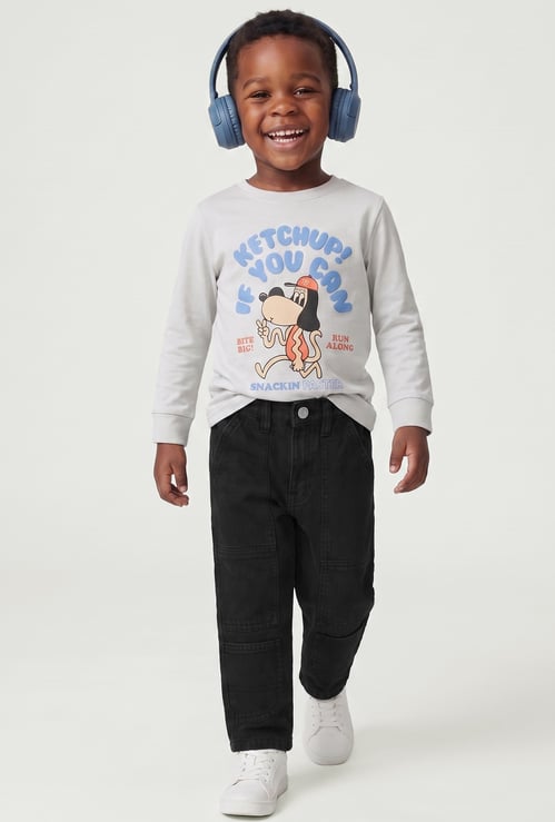 Boys Solid Baggy Fit Jeans