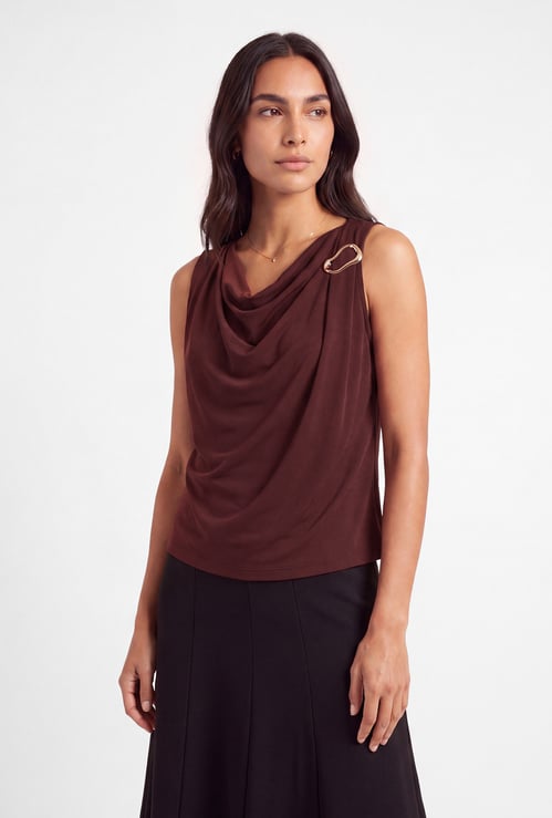 Women Solid Cowl Top