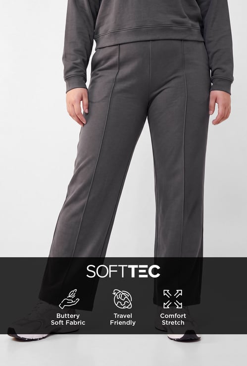 Women Pintuck Wide Leg Sports Track Pants