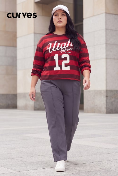 Women Embroidered Sports Crop T-shirt