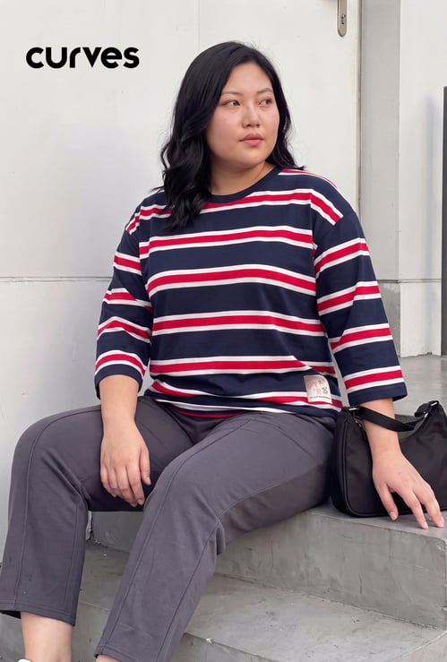 Women Striped Sports T-shirt