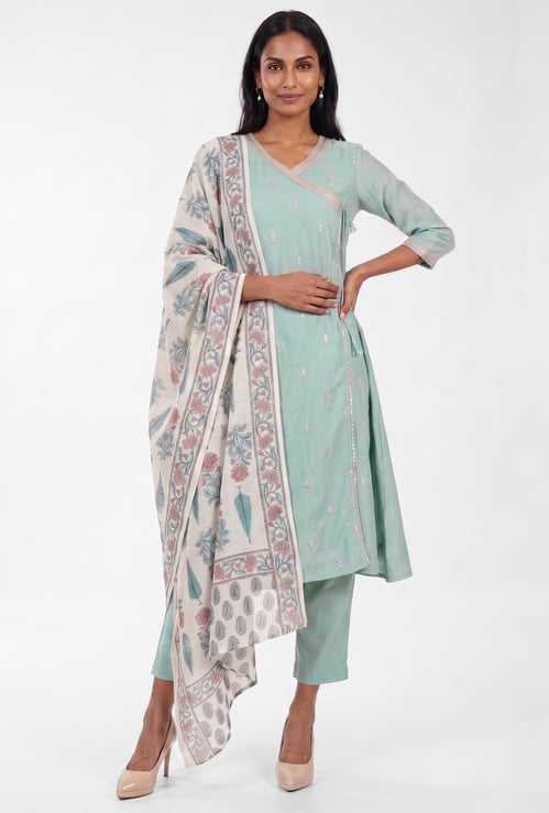 Women Embroidered A-line Kurta Set