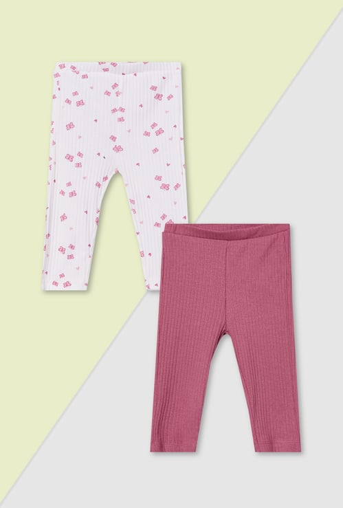 Girls Ribbed Leggings - Pack of 2