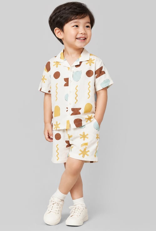 Boys Printed Shirt with Shorts Set