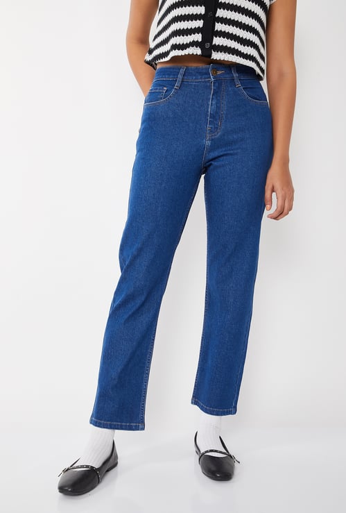 Women High Rise Straight Fit Jeans