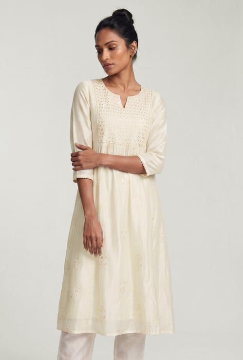 Women Embroidered A-Line Kurta