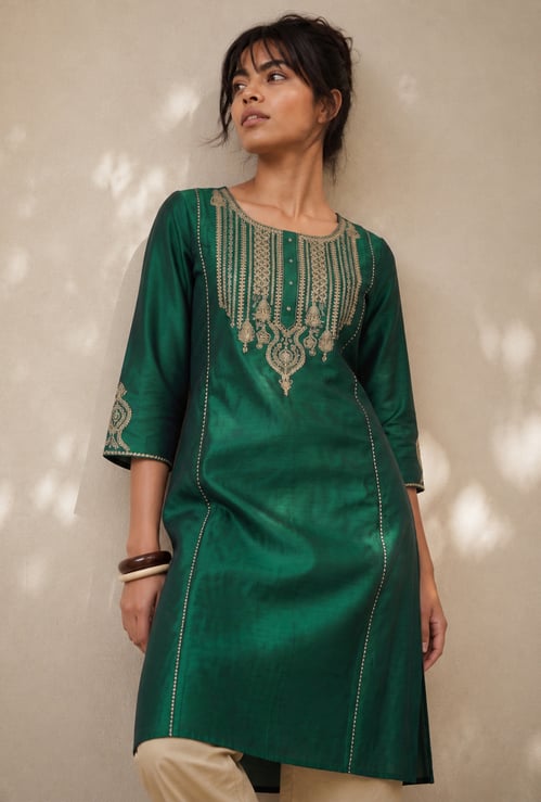 Women Embroidered A-line Kurta