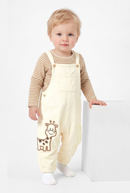 Boys Striped Dungaree with T-Shirt