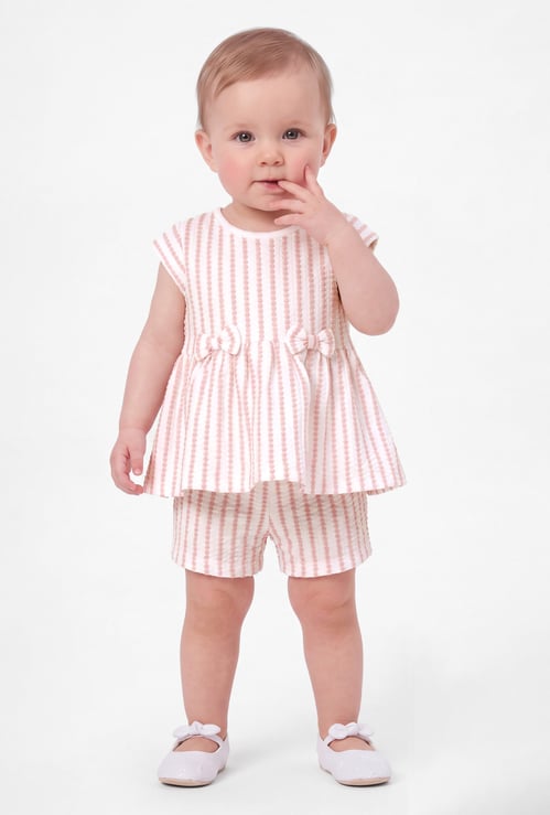 Girls Textured Shorts Set