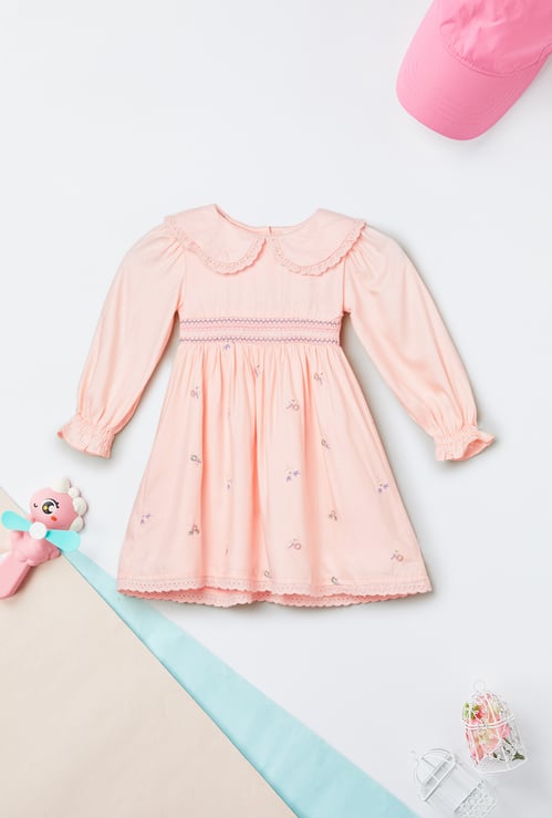 Girls Embroidered Peter-Pan Collar Dress
