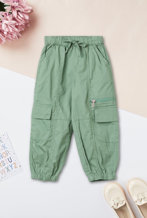 Girls Solid Cargo Joggers
