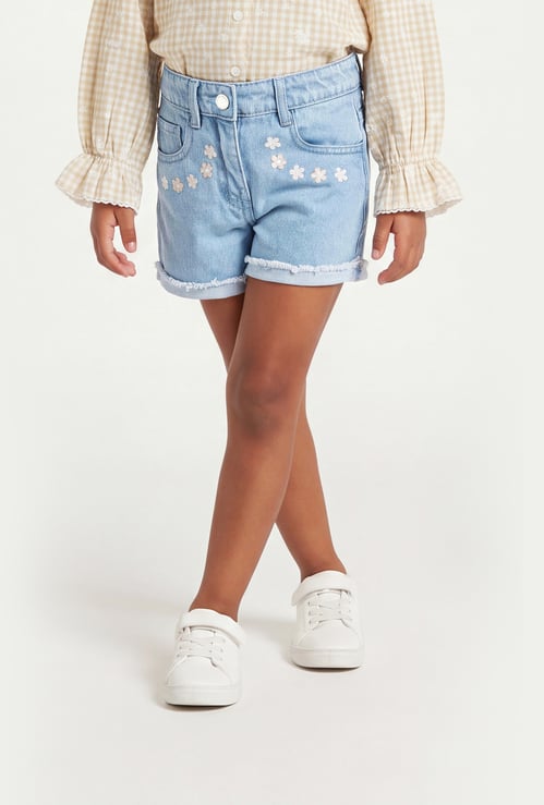 Girls Embroidered Denim Shorts