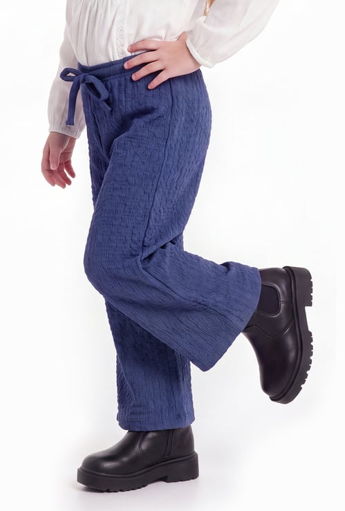Girls Textured Wide-Leg Pants