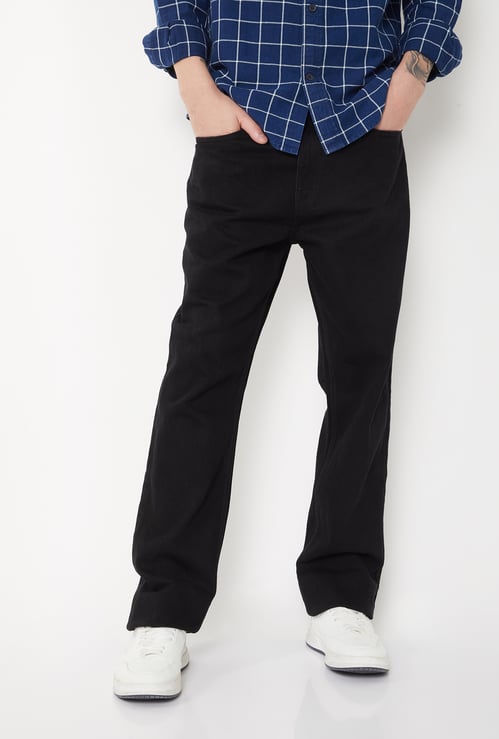 Men's Mild Distress Mid-Rise Solid Jeans