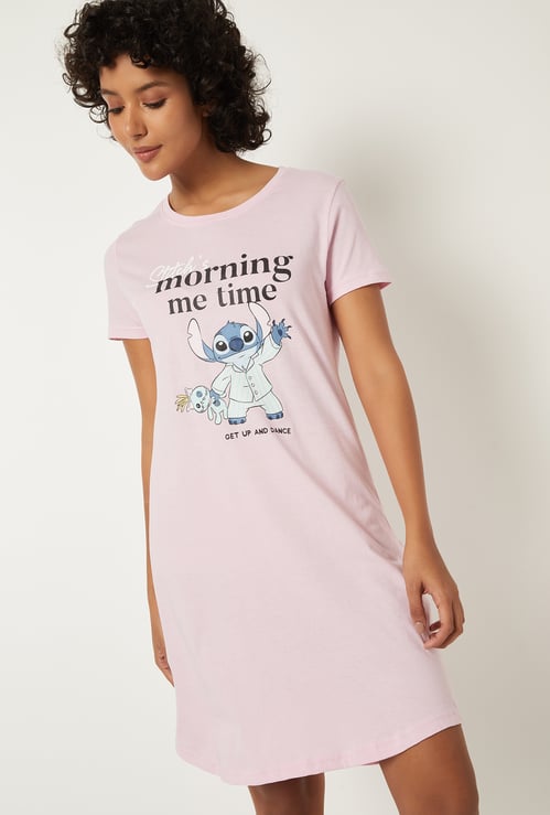 Women Lilo & Stitch Printed Nightdress