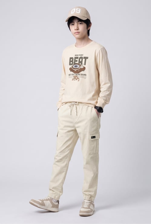 Boys Solid Cargo Joggers