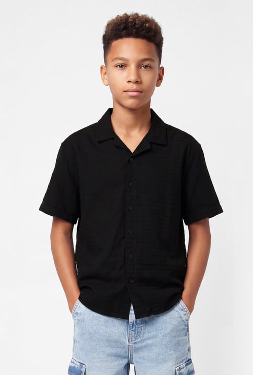 Boys Textured Oversized Shirt