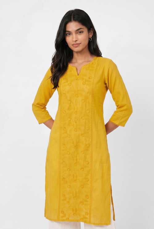 Women Embroidered Straight Kurta
