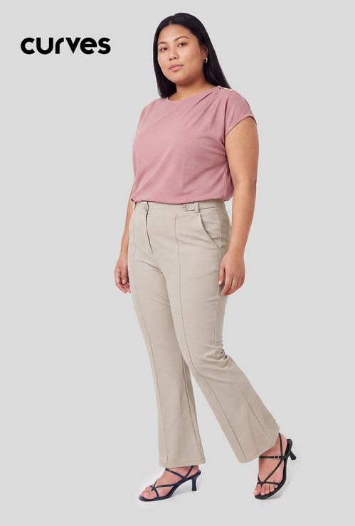 Women Pintuck Flared Trousers