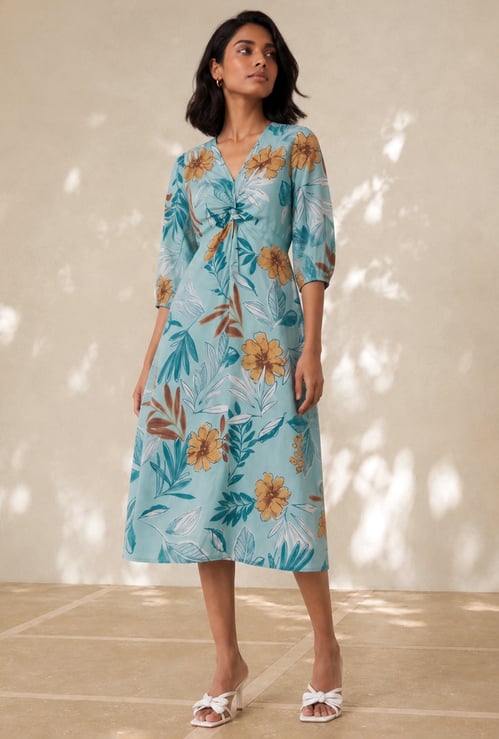 Women Floral Print Midi Dress