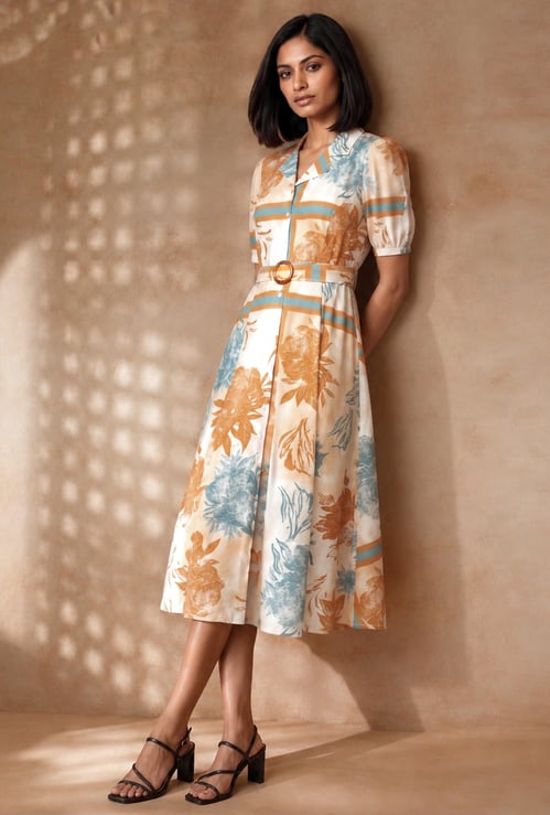 Women Floral Print Midi Dress