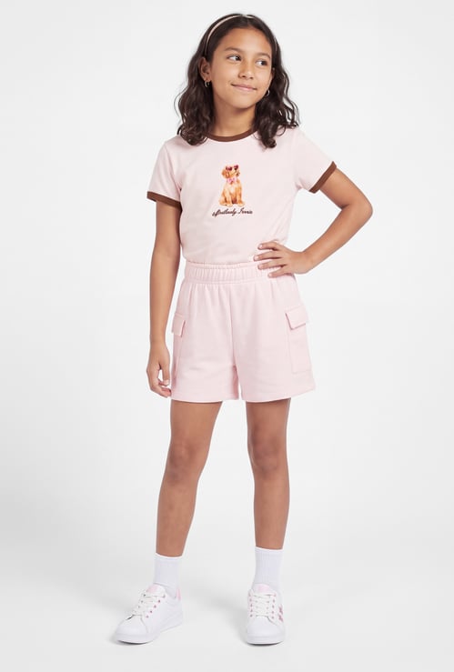 Girls Solid Cargo Shorts