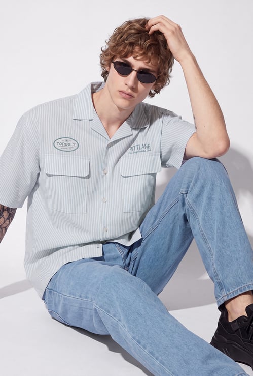 Oversized Men Striped Resort Shirt