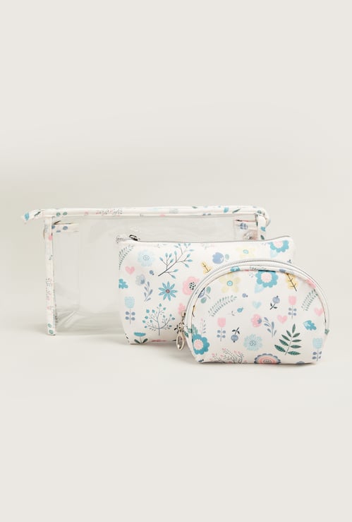 Women Floral Print Pouch Set - Pack of 3