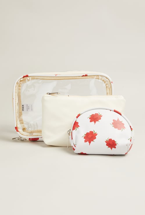 Women Floral Print Pouch Set - Pack of 3