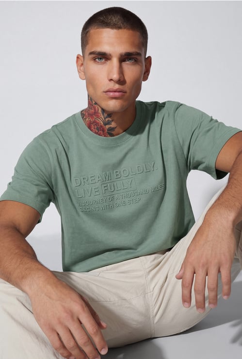URB_N Men Oversized Embossed Print T-shirt