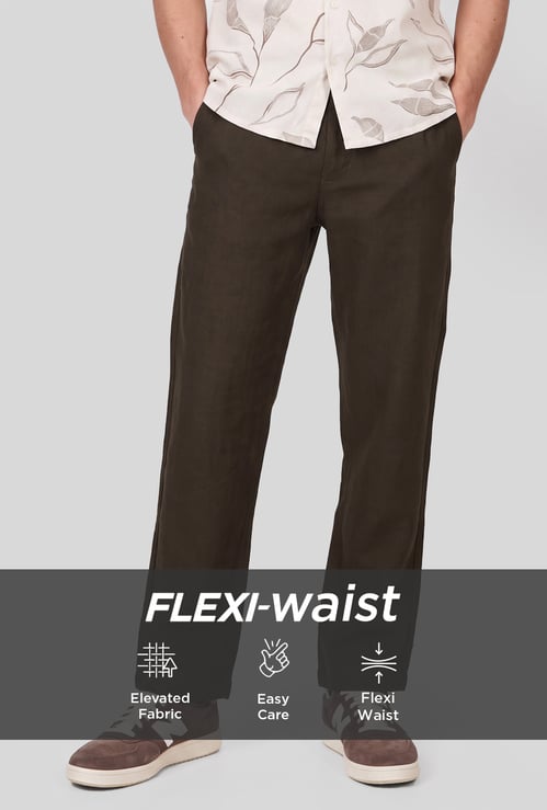 Men Solid Regular Fit Trousers