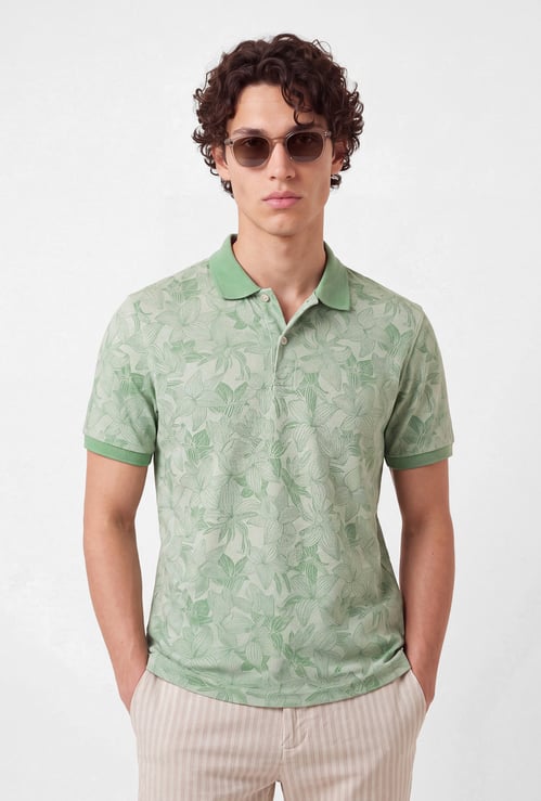 Men Floral Print Polo T-shirt