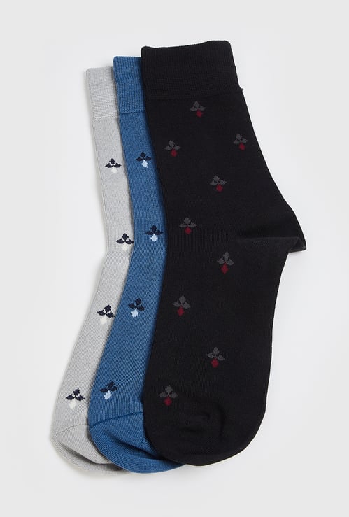 Men Printed Crew Length Socks - Pack of 3