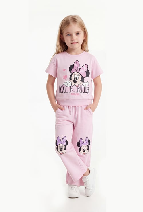 Girls Minnie Print Trousers Set