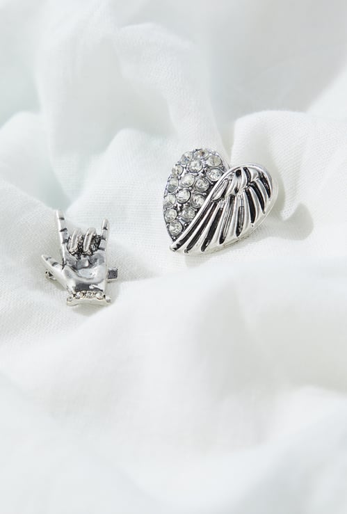 Women Heart and Hand Brooch - Pack of 2