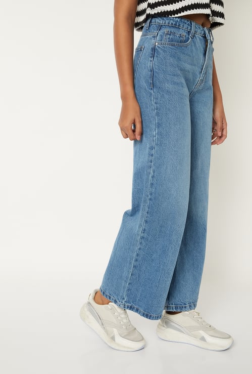 Women Stonewash Mid Jeans