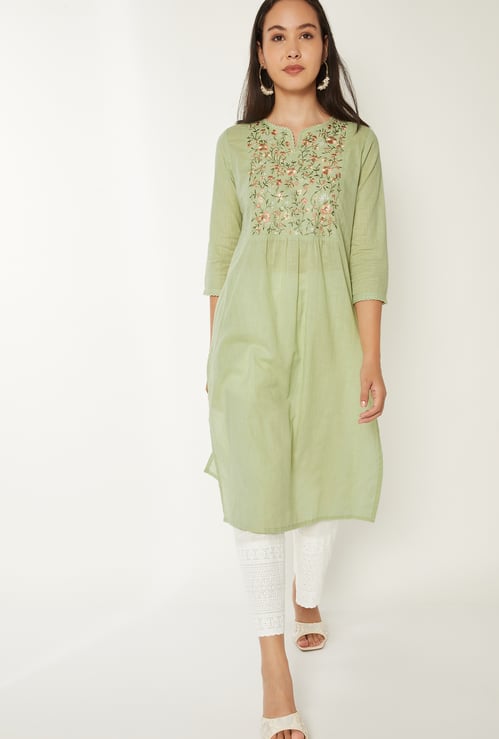 Women Embroidered Straight Kurta